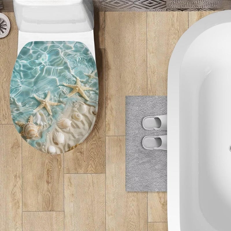 Flashideas Starfish Shell Toilet Lid Cover Soft Plush Seat Bathroom Decoration Accessories Fits Most Toilet Lids for Bathroom Decor Easy to Clean Toilet Lids for Bathroom Machine - Image 3